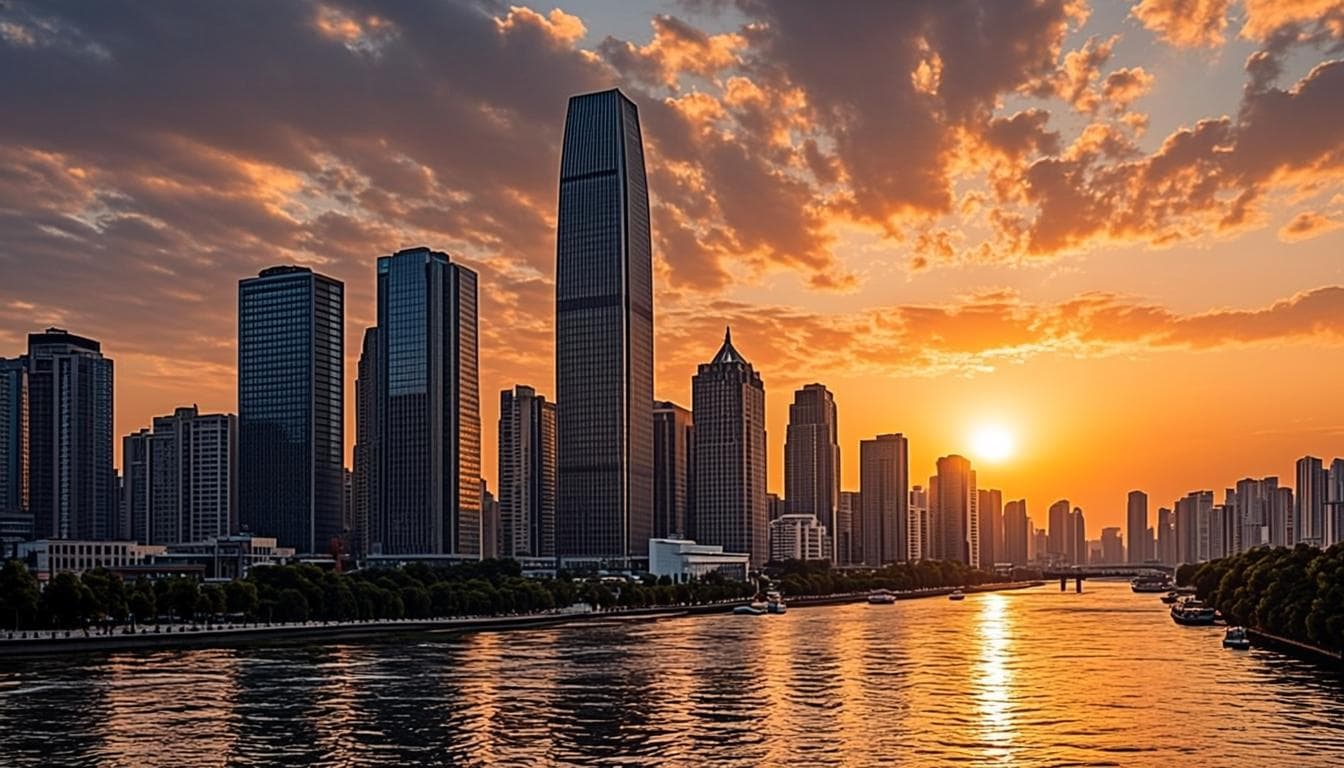 AI generated neon city skyline